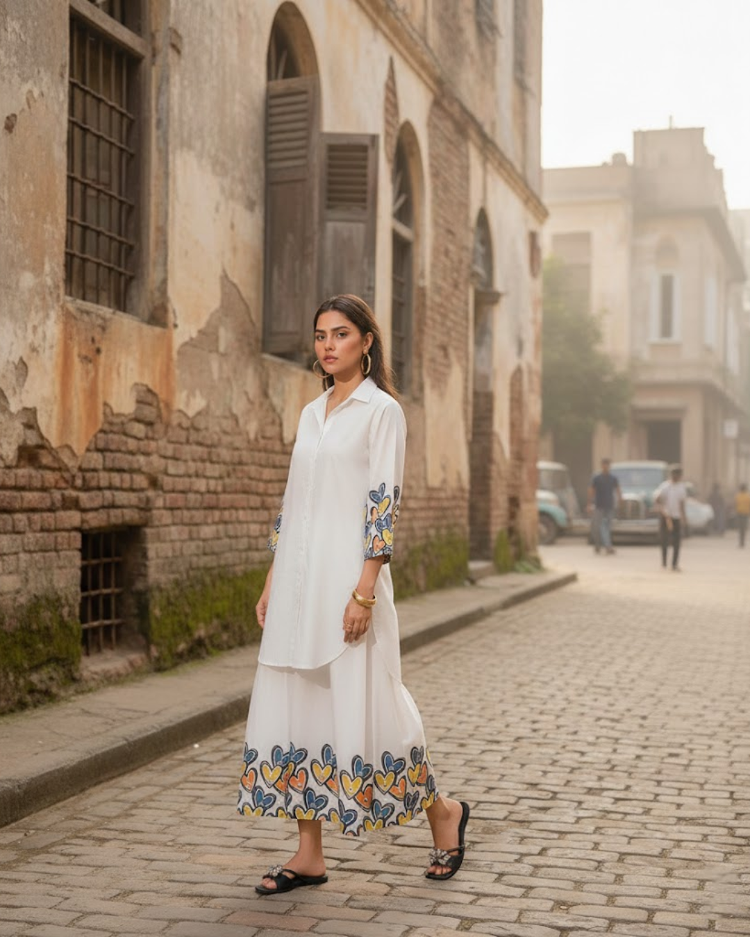 3 Piece Stitched Printed shirt and palazzo with separate inner